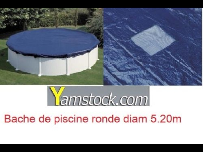 BÂCHE DE PISCINE D. 5,20 m POUR PISCINE 4,53 m RONDE HIVER HORS-SOL COUVERTURE