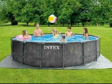 Piscine Intex 26742 Hors Sol Rond Point Prism Structure Greywood 457X122+