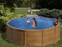 Kit piscine hors-sol sicilia acier aspect bois ronde Ø300 x h120 cm